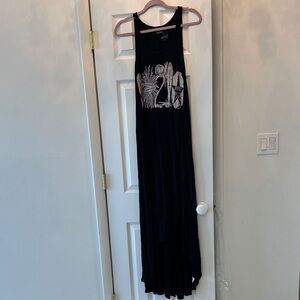 Real Housewives and f Beverly Hills chic  Black Maxi Dress with Palm Design